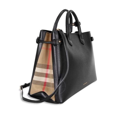 burberry tote black leather|Burberry leather brown tote bag.